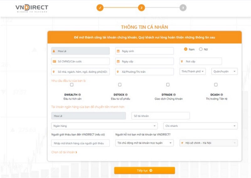 Một số lưu ý khi điền mẫu hợp đồng mở tài khoản chứng khoán Vndirect cần biết