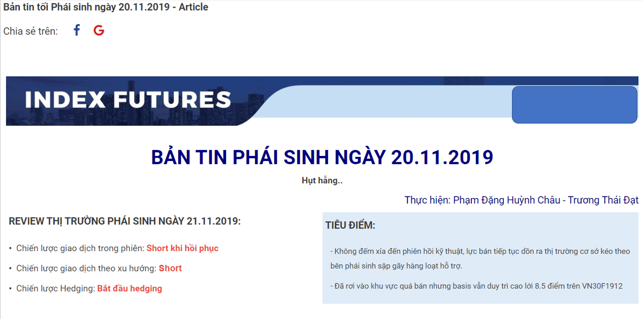 bản tin phái sinh ngày 20.11