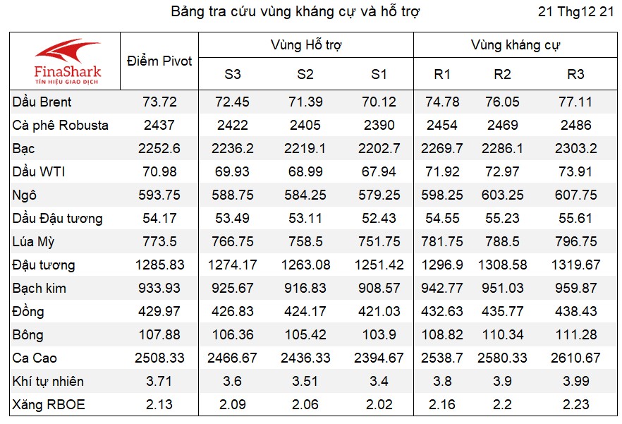 Bảng Pivot Hàng hóa 21.12.2021